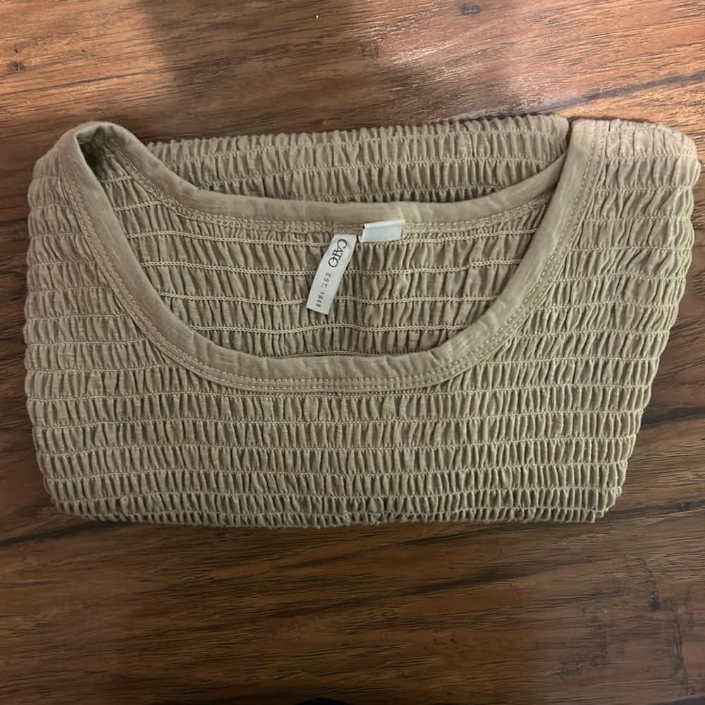 Tan smocked shirt
